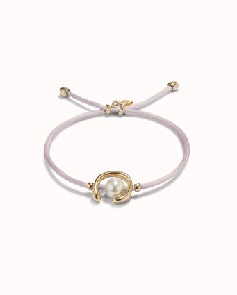 Bracelet en fil lilas avec perle de coquillage plaquée argent